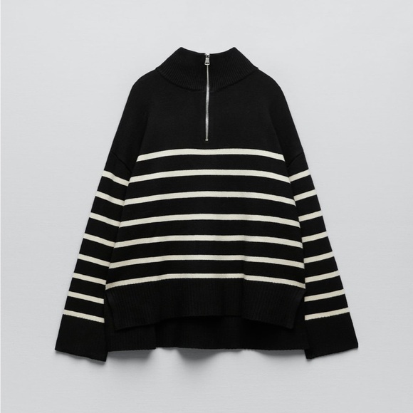 Zara zip striped sweater, size M. - Picture 7 of 8